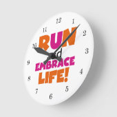 Horloge Ronde Run and Embrassez Life Orange Pink (Angle)