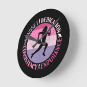 Horloge Ronde Running Mindset - Citation d'endurance de la fille (Angle)