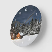 Horloge Ronde Russe Cabine neige hiver (Angle)
