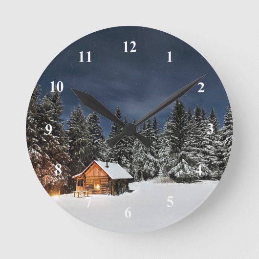 Horloge Ronde Russe Cabine neige hiver (Recto)