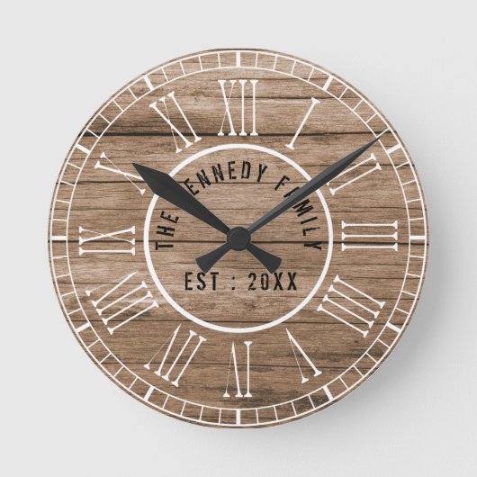 Horloge Ronde Rustic Barn Wood Farmhouse (Recto)