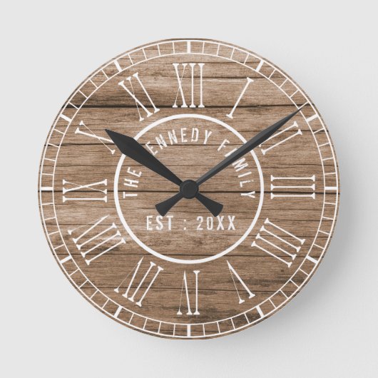 Horloge Ronde Rustic Barn Wood Farmhouse (Recto)