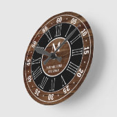 Horloge Ronde Rustic Brown Wood (Angle)