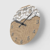 Horloge Ronde Rustic Burlap and Lace (Angle)