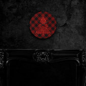 Horloge Ronde Rustic Christmas Tree Buffalo Plaid Modern Checker