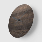 Horloge Ronde Rustic Dark Brown WOOD LOOK texture (Angle)