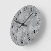 Horloge Ronde Rustic Gray Weathered Barn Wood Boards (Angle)