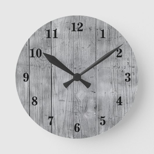 Horloge Ronde Rustic Gray Weathered Barn Wood Boards (Recto)