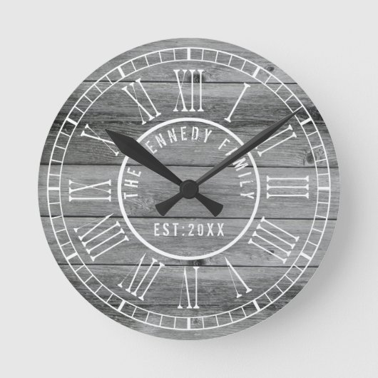 Horloge Ronde Rustic Gray Wood Family (Recto)