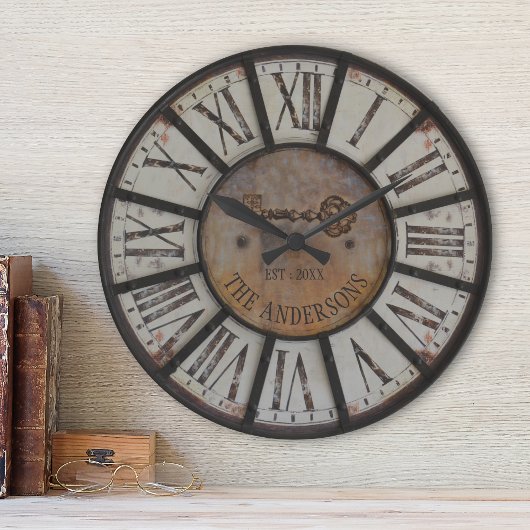 Horloge Ronde Rustic Industrial Farmhouse