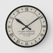 Horloge Ronde Rustic Paper 1st Wedding Anniversary Wall Clock (Recto)