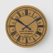 Horloge Ronde Rustic Paper 1st Wedding Anniversary Wall Clock (Recto)