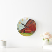 Horloge Ronde Rustic Red Barn Scene (Maison)