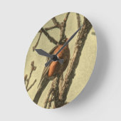 Horloge Ronde Rustic Tree branches Michigan State Bird Robin (Angle)