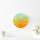 Horloge Ronde Rustic Turquoise et or (Maison)
