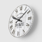 Horloge Ronde Rustic White Woodgrain Family Name (Angle)