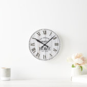 Horloge Ronde Rustic White Woodgrain Family Name (Maison)