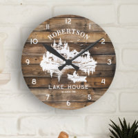 Rustic Wood Lake House Scene Nom de famille