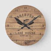 Horloge Ronde Rustic Wood Lake Nom de famille (Recto)