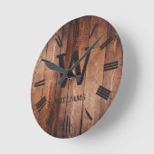 Horloge Ronde Rustique Brown bois Custom Family Farmhouse initia (Angle)