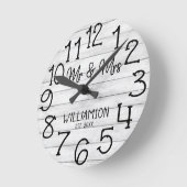 Horloge Ronde Rustique Faux Plancher en bois Nom personnalisé (Angle)