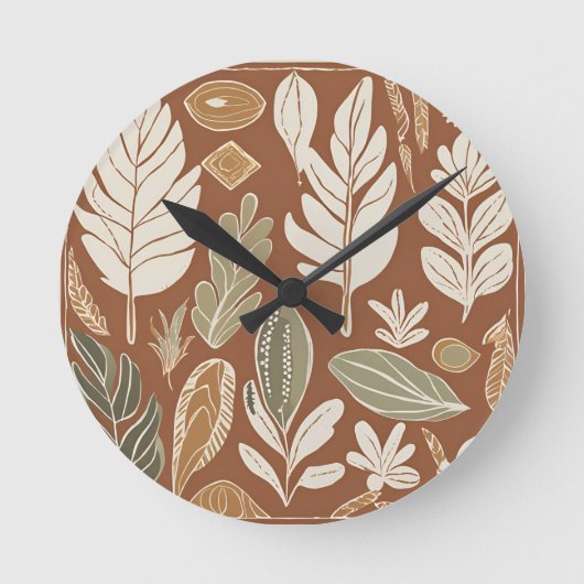 Horloge Ronde Rustique Fleur sauvage en terre cuite Boho Eclecti (Recto)