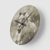 Horloge Ronde Rustique Galloping Cheval andalou (Angle)