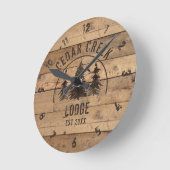 Horloge Ronde Rustique Pays Bois Forêt sauvage Personnalisée (Angle)