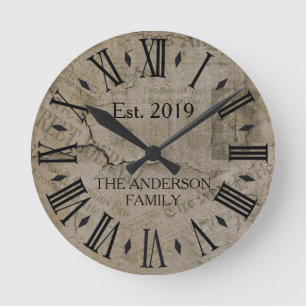 Horloge Ronde Rustique Vintage en détresse New York Times  Wall 