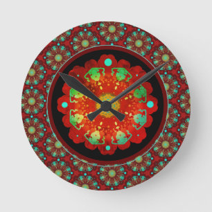 Horloge Ronde Rythmes primaires Mandala Motif