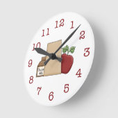 Horloge Ronde Sac à lunch/Pomme/Lait au chocolat (Angle)