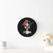 Horloge Ronde Sad Day of the Dead Girl on Black (Maison)
