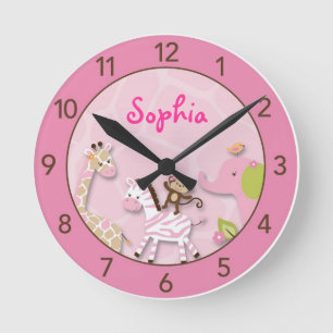 Horloge Ronde Safari Girl Jungle Infirmière personnalisée Horlog
