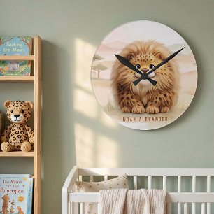 Horloge Ronde Safari Mignon Zuberi Le Léopard Doux Nom Enfants