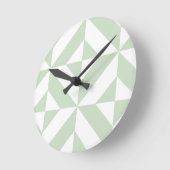 Horloge Ronde Sage Green Geometric Deco Cube Pattern (Angle)