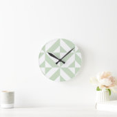 Horloge Ronde Sage Green Geometric Deco Cube Pattern (Maison)