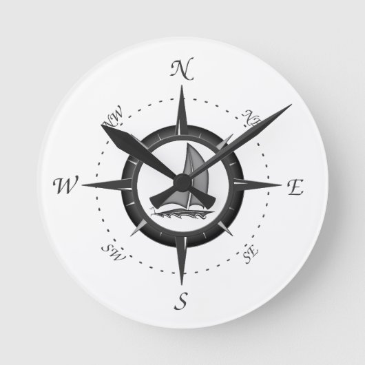 Horloge Ronde Sailboat and compass rose (Recto)