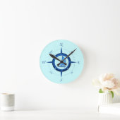 Horloge Ronde Sailboat and compass rose (Maison)