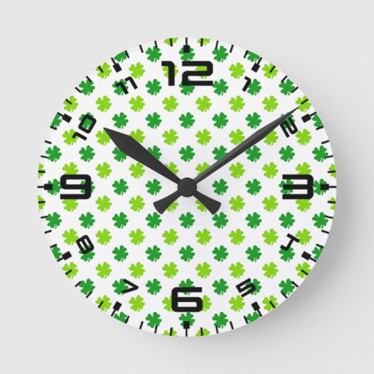 Horloge Ronde Saint Patrick's Day Clover Feuille Motif-54601 (Recto)