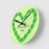 Horloge Ronde Saint Patrick's Day Heart (Angle)