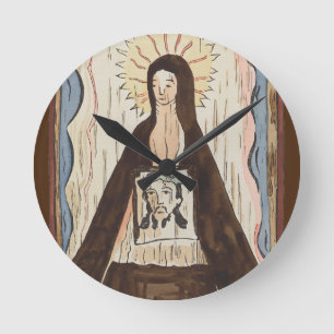 Horloge Ronde Saint Veronica Jésus face à la peinture vintage