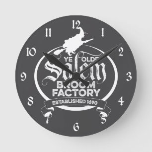 Horloge Ronde Salem Witch Broom Factory - drôle vintage gothique