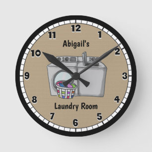 Horloge Ronde Salle De Blanchisserie Sur Mesure Tan