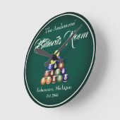 Horloge Ronde Salle de table de billard personnalisable (Angle)