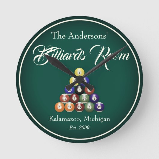 Horloge Ronde Salle de table de billard personnalisable (Recto)