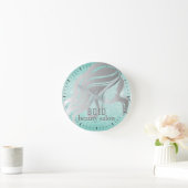 Horloge Ronde Salon de beauté Nom Huile d'argent + Parties scint (Maison)