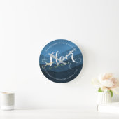 Horloge Ronde Salon des cheveux Coiffeuse Ciseaux bleu et or mod (Maison)