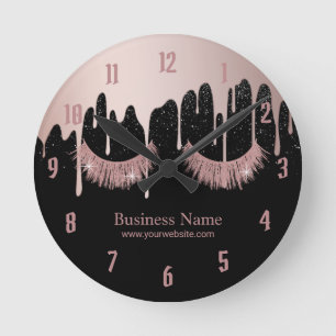 Horloge Ronde Salon rose d'égoutture d'or de maquilleur de