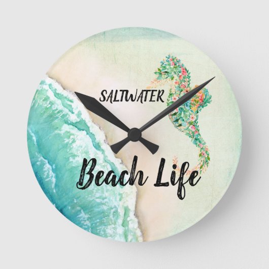 Horloge Ronde Saltwater Beach Life Seahorse (Recto)
