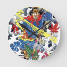 Samouraï japonais avec design de tatouage Spear